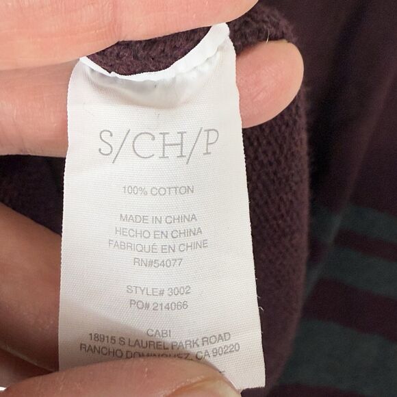 Cabi Port Burgundy Fringe Wrap Draped Shawl Cowl Cardigan Sweater Women's Small - Picture 8 of 8